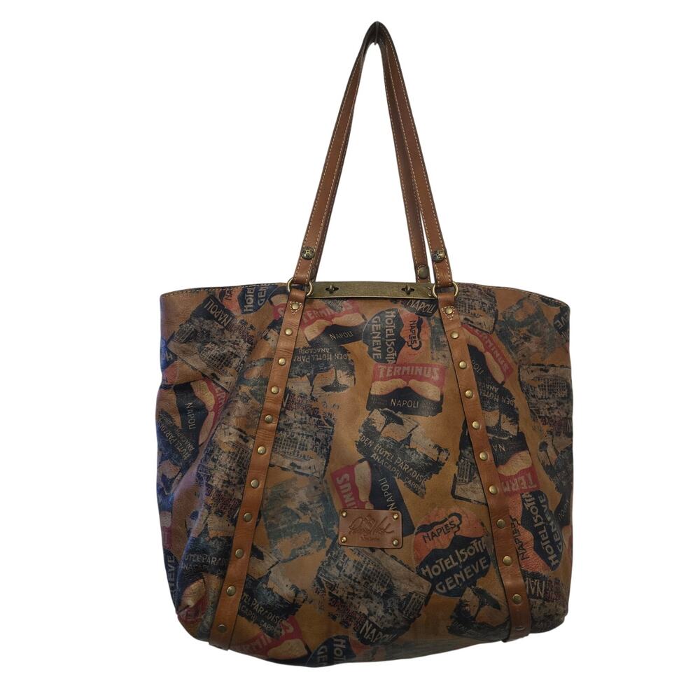 Patricia Nash Benvenuto VTG Italian Leather Large "Old World" Traveler Tote Bag